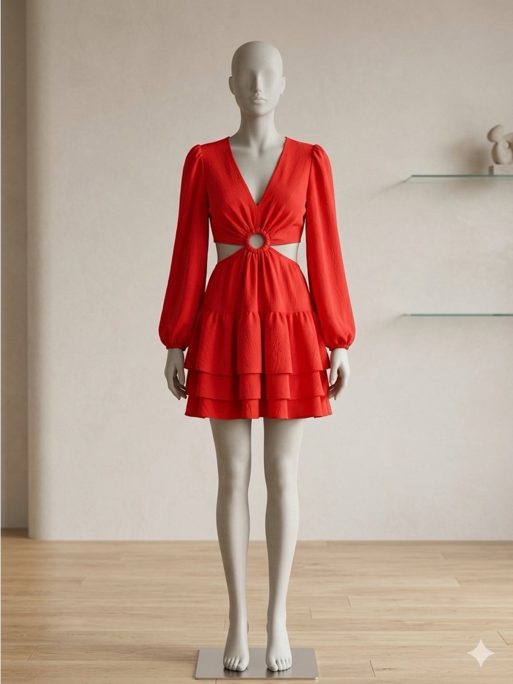 Vici Red Mini Dress with Tiered Dress